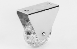 Опора колесная неподвижная, с прозрачным колесом, оцинкованная